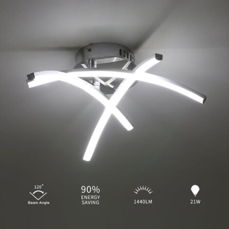 GOECO LED Ceiling Light, 21W LED Fork-Shaped Surface Ceiling Lamps for Living Room Bedroom Stair Ceiling Lights, 220V, Cold White Light