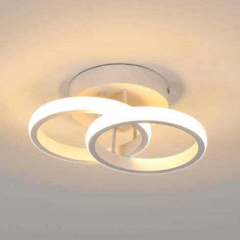 GOECO Modern LED Ceiling Light, 22W Creative 2 Rings Design Aisle Ceiling Lamp, Cool White 6000K Ceiling Chandelier for Hallway Balcony Aisle Corridor Coakroom Living Room Bedroom