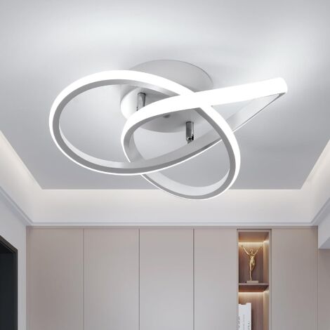 GOECO LED-Deckenleuchte, 30 W, modernes Design, Kaltweiß 6000 K, Deckenlampe für Wohnzimmer, Schlafzimmer, Esszimmer, Büro, Weiß, Durchmesser 30 cm