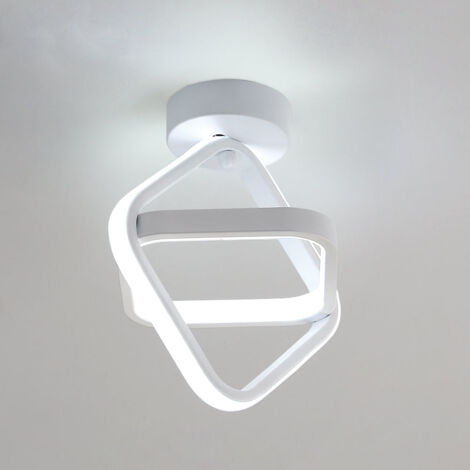 GOECO LED Deckenleuchte Modernes Design Kaltweiß 6000K Quadratischer Kreis Deckenlampe Für Küche Esszimmer Schlafzimmer Flur Flur Eingang Balkon Weiß