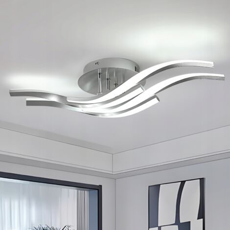 GOECO LED Deckenleuchte Silber Modern Kronleuchter 32W 6500K für Wohnzimmer