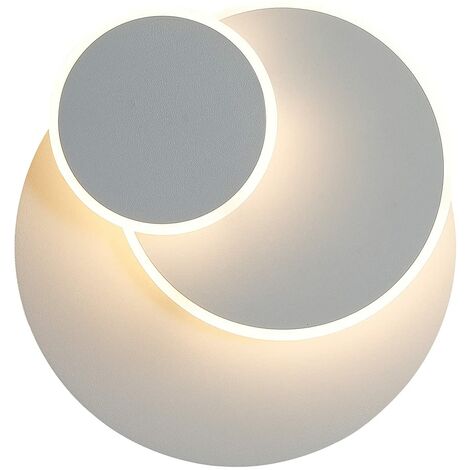 GOECO LED Runde Wandlampe, Kreatives Sonnenfinsternis 3-in-1 Innenwandlampe, Modernes Einfaches Weißes Wandlicht, Form verstellbar, 15W Warmweiß
