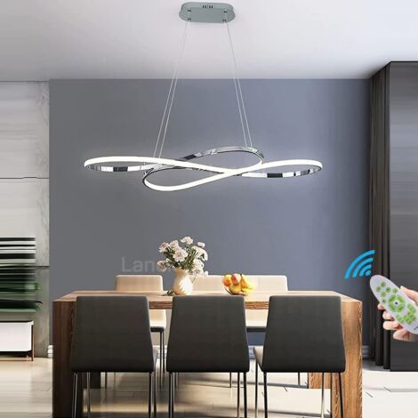 GOECO Luminaires Suspendus Moderne Dimmable Table à Manger Lustre Bureau Hauteur Réglable Fleur Luminaire Pour Cuisine Salon salle a manger Intérieur Éclairage Suspensions Lumières (Chrome)