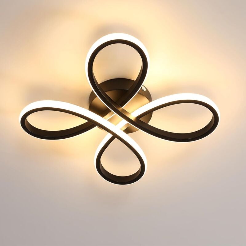 GOECO Modern Led Ceiling Light, 28W 3000LM Black Creative Flower Shape Aluminum Ceiling Lamp, 3000K Led Ceiling Light Fixture for Living Room,