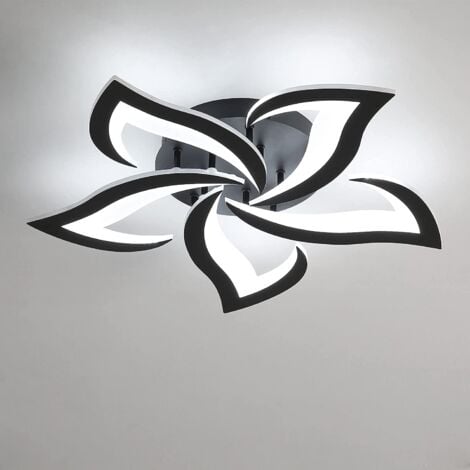 GOECO Modern LED Ceiling Light, 60W Creative Petals Design Ceiling Lamp, Acrylic Ceiling Light for Living Room Bedroom Study Room Diameter 60cm, Black Light 6000K Cold White