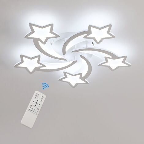 GOECO Modern LED ceiling light Dimmable, 60W Creative ceiling lamp Form of 5 heads, acrylic metal ceiling light with remote control, for bedroom, living room, dining room, children's bedroom