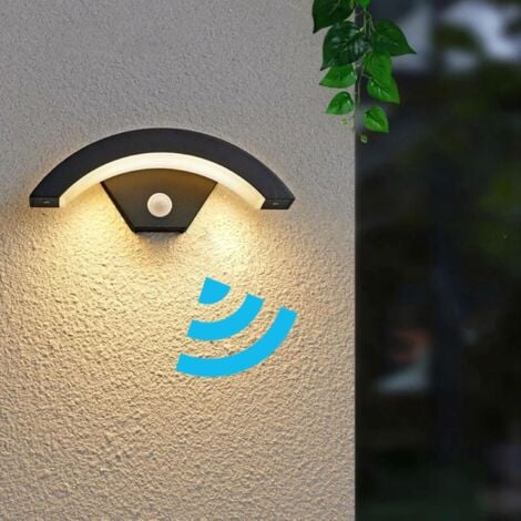 GOECO Modern Outdoor LED Wall Light with Motion Sensor 24W 550LM, Anthracite Grey U-Shaped Exterior Lighting IP65 3000K Warm Light for Porch Pathway Garden Balcony