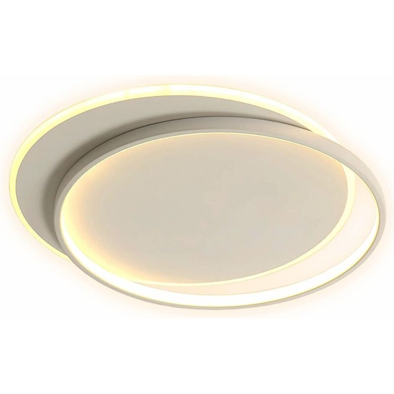 GOECO Modern White LED Ceiling Light for Living Room, Circular Metal Design 32W 2880lm, Warm Light 3000K, Ceiling Lighting for Bedroom, Kitchen,