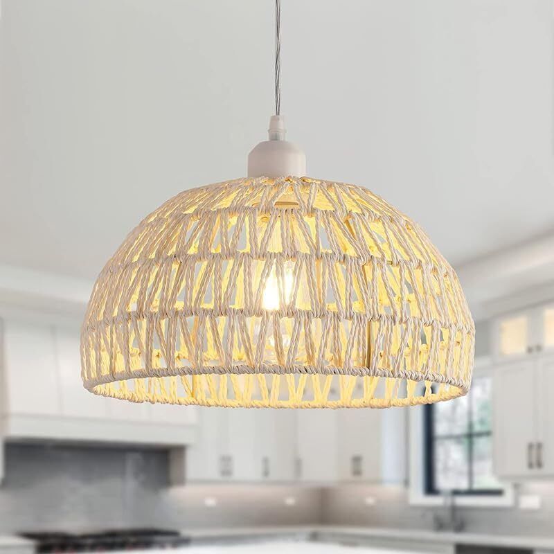 Image of GOECO Modern White Rattan Pendant Light,&hellip;