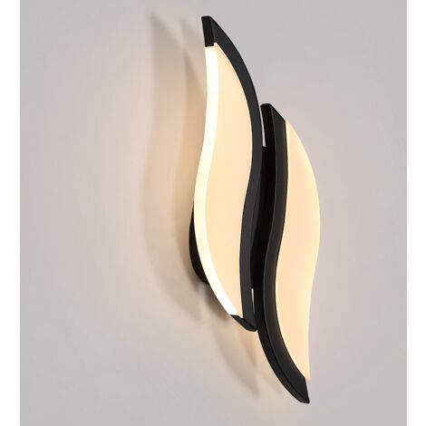 GOECO Moderna Applique LED 12W 1350LM, 3000K Luce Calda, Acrilico Nero, 29CM x 10CM x 5CM per Camera da Letto Ingresso Corridoio