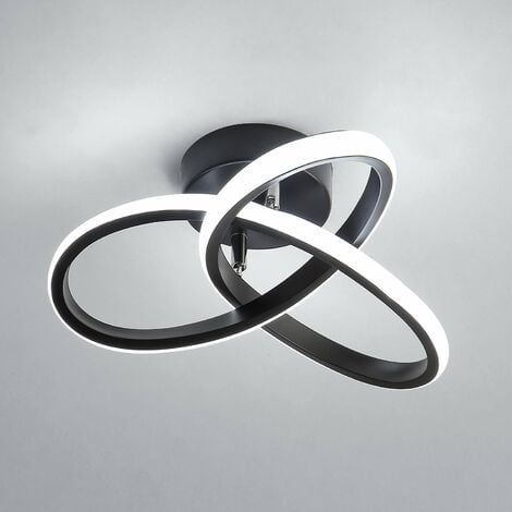 GOECO Moderne LED-Deckenleuchte 22W 2500LM, Schwarzer Lüster für Schlafzimmer, Wohnzimmer, Flur, Durchmesser 26cm, Licht 6500K kaltweiß