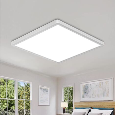 GOECO Moderne LED-Deckenleuchte, 24 W, 2700 lm, quadratische Deckenleuchte 30 x 2,5 cm, IP45 wasserdichte Badezimmer-Deckenleuchte, Kaltweiß 6500 K, für Wohnzimmer, Schlafzimmer, Küche, Flur, Esszimme