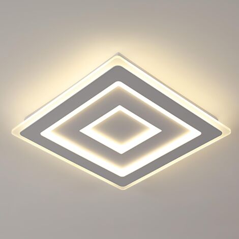 GOECO Moderne LED-Deckenleuchte, 52W Quadratische LED-Deckenlampe, Weiße Acryl-Deckenleuchte für Schlafzimmer, Wohnzimmer, Flur, Arbeitszimmer, Neutralweiß 4500K, 40cm