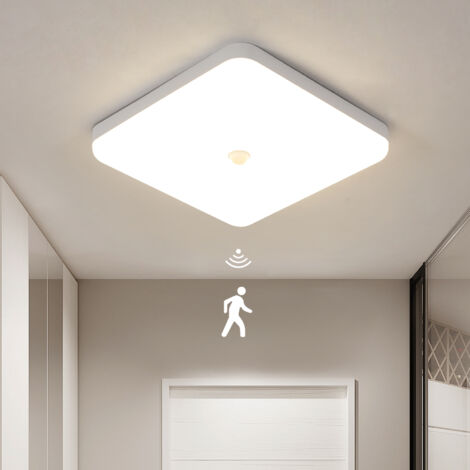 Goeco Pannello LED Quadrato con Sensore di Movimento 25 cm – 30W Luce Neutra 4000K – Ideale per Bagno Lavanderia Garage