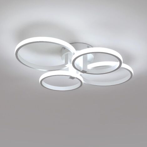 GOECO Plafón LED Diseño moderno Blanco Frío 6000K Anillos circulares Lámpara Techo LED Para salón dormitorio comedor despacho Blanco