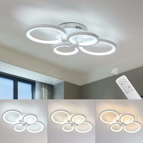 GOECO Plafón LED Moderno Dimmable, 60W 4800 lm Moderna Lámpara de Techo de Metal y Acrílico, Luminosidad y Color de Luz Ajustables para Salón, Cocina, Dormitorio, 3000-6500K