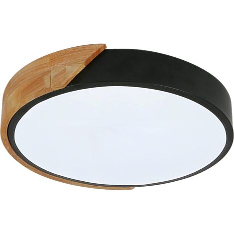 GOECO Plafón LED, Plafón Moderno de Madera 24W Redondo Blanco Frío 6000K Ø30CM para Dormitorio, Cocina, Salón, Balcón y Pasillo