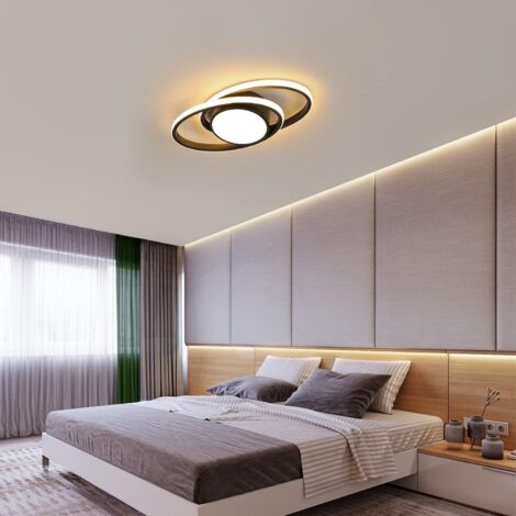 Goeco Plafoniera LED Doppio Cerchio Nero 39W Luce Calda 3000K – Design Moderno per Soggiorno Camera Cucina Bagno