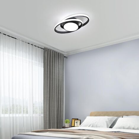 Goeco Plafoniera LED Doppio Cerchio Nero 39W Luce Fredda 6500K – Design Moderno per Soggiorno Camera Cucina Bagno