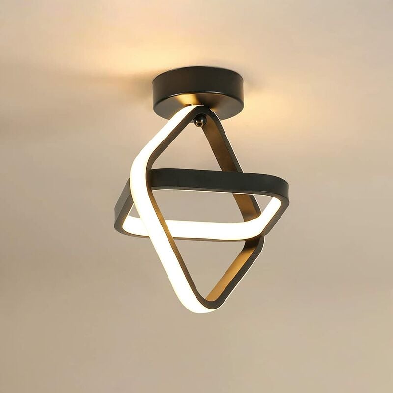 Image of Goeco - Plafoniera led, lampadario moderno quadrato nero da corridoio 24W 2700LM per corridoio balcone, 3000K luce bianca calda, diametro 22CM