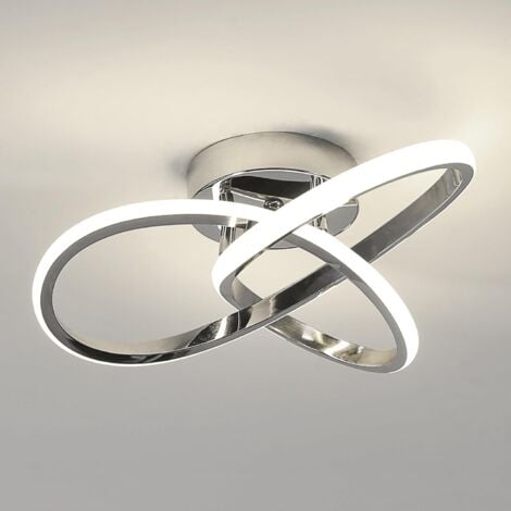 GOECO Plafoniera LED moderna, 30W, design a forma di fiore, lampada da soffitto cromata, luce naturale bianca 4500K