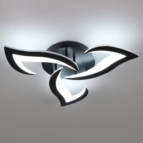 GOECO Plafoniera Led Moderna, 36W Nero Lampada da Soffitto in Acrilico, 6000K Bianco Freddo Creativa Lampadario a Forma di Fiore, lampadario Led Soffitto per Camera da Letto, Ristorante, Studio, Soggi