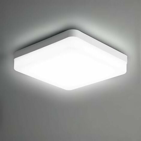 GOECO Plafoniera LED Quadrata, Lampada da Soffitto LED, Plafoniera LED IP44, Lampada da Soffitto Adatta per Bagno Cucina Camera da Letto Corridoio Balcone 24W 6500K (18x18CM)