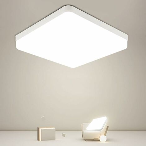 GOECO Plafoniera LED Quadrata, Lampada da Soffitto LED, Plafoniera LED IP44, Lampada da Soffitto Adatta per Bagno Cucina Camera da Letto Corridoio Balcone 48W 4000K (30x30CM)