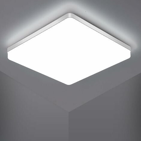 GOECO Plafoniera LED Quadrata, Lampada da Soffitto LED, Plafoniera LED IP44, Lampada da Soffitto Adatta per Bagno Cucina Camera da Letto Corridoio Balcone 48W 6500K (30x30CM)