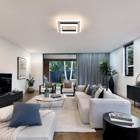 GOECO Plafoniera LED Quadrata Moderna 24W 2700LM 4500K Luce Neutra, Lampada da soffitto in Acrilico Nero per Camera da letto Cucina Corridoio Soggiorno Bagno (20x20x7cm)