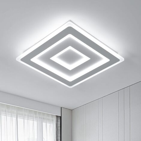 GOECO Plafoniera LED quadrata moderna, 52W 5850LM, lampada da soffitto LED quadrata in acrilico, per camera da letto, soggiorno, corridoio, luce fredda bianca 6500K, 40cm