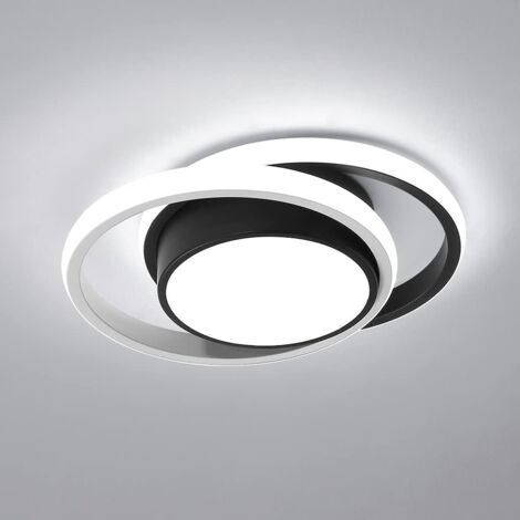 Goeco Plafoniera LED Rotonda Nero 32W 2350lm Luce Fredda 6500K – Design Moderno per Camera Soggiorno Corridoio Ingresso