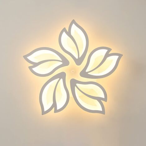 GOECO Plafoniera LED Soffitto 60W, Moderna Lampada da Soffitto a 5 teste Petalo in Acrilico, Lampadario LED Soffitto Luce Calda per Camera da Letto, Soggiorno, Sala da Pranzo
