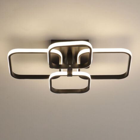 GOECO Plafoniera LED soffitto Moderna 42W, Lampadario soggiorno 4000K 3780LM con 4 quadrati, Luce Neutra Apparecchio per Camere da Letto Corridoio Ufficio