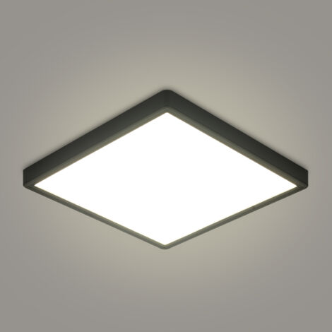 Goeco Plafoniera LED Ultrafine Quadrata 30 cm 36W 3200 Lumen Luce Neutra 4500K – Nero – Design Moderno per Cucine e Corridoi
