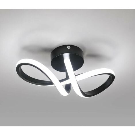 GOECO Plafoniera moderna a LED 20W Lampada da parete a LED a forma di 8 Lampada da parete Bianco freddo 6000K per camera da letto, soggiorno, corridoio, ingresso Nero