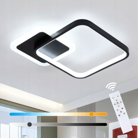 GOECO Plafonnier carré LED en acrylique - Noir - 33x33cm - Dimmable - Télécommande - 20W - 220V
