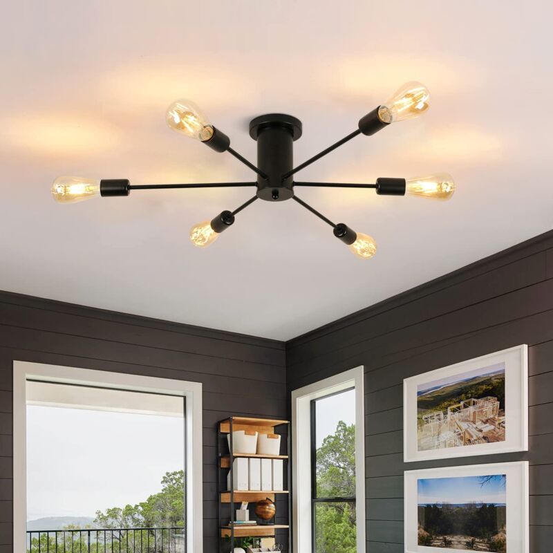 Plafonnier Industrielle, Lampe de Plafond Rétro, E27 Vintage Suspension Luminaire pour Salon Chambre Café Bar Restaurent Salle à Manger - Goeco