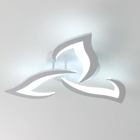 GOECO Plafonnier LED, 36W 3060LM Luminaire Plafonnier Moderne, Acrylique Lampe de Plafond LED 3 lumières pour Salon Chambre Cuisine Dia 58cm (Blanc) Lumière Blanc Froid 6500K