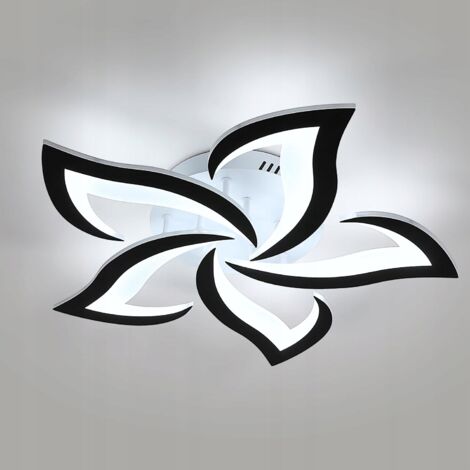 Goeco – Plafonnier LED 60W noir – Design floral moderne – Lumière blanche froide 6500K – Éclairage 15-20m² – Installation facile