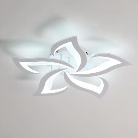 GOECO Plafonnier LED, Blanc Lampe de Plafond Moderne 60W 4500LM, Luminaire Plafonnier Moderne de Pétale pour Salon Cuisine Salle de Bain Chambre Salle à Manger (Blanc Froid 6000K, Diamètre 60cm）