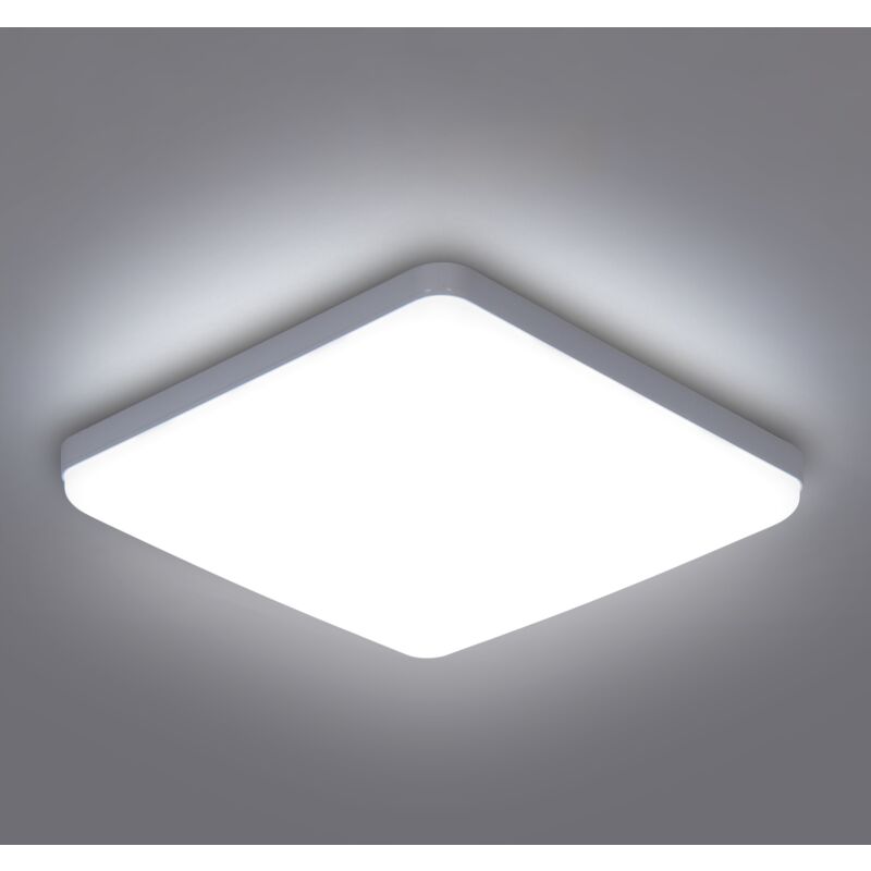 Plafonnier led Design Carré, Blanc, 23x23x3.5 cm, Lumière Blanche 6500K, 36W, Parfait pour Espaces Fonctionnels - Goeco