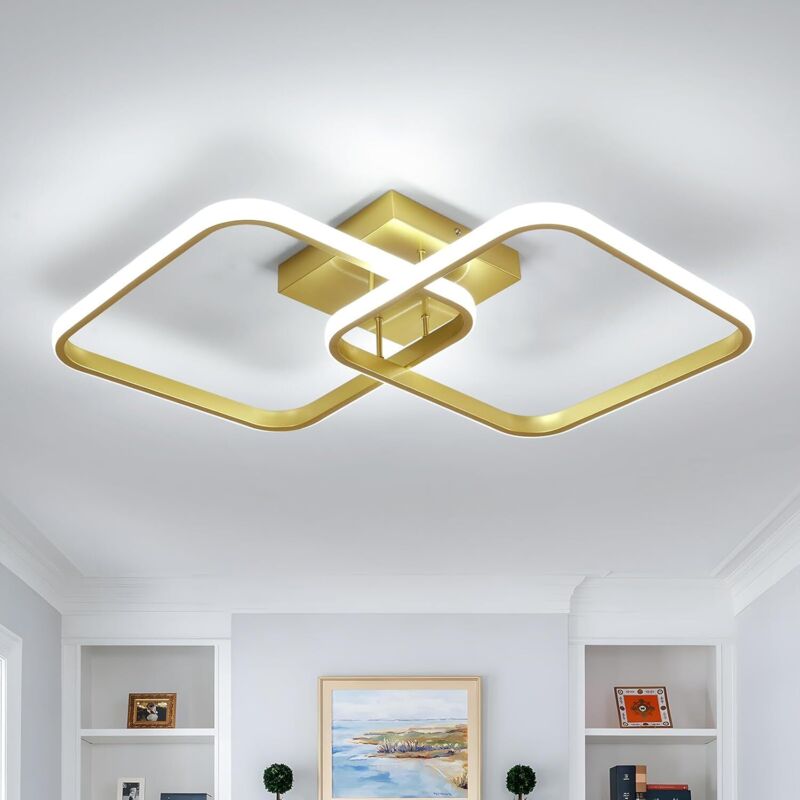 GOECO Plafonnier LED Moderne, 42W 4725LM Lampe de Plafond Carré Design, Or Luminaire Plafonnier LED Aluminium Éclairage, Pour Salon Chambre Cuisine GOECO Plafonnier LED Moderne, 42W 4725LM Lampe de Plafond Carré Design, Or Luminaire Plafonnier LED Aluminium Éclairage, Pour Salon Chambre Cuisine