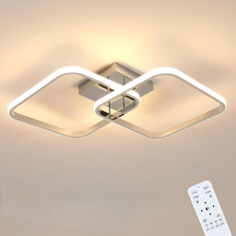 GOECO Plafonnier LED Dimmable, 50W 5625LM Chrome Luminaire LED Plafond Moderne, Lampe de Plafond avec Télécommande 3000K-6500K, Luminaire Plafonnier Carré en Acrylique pour Salon Chambre, 64CM