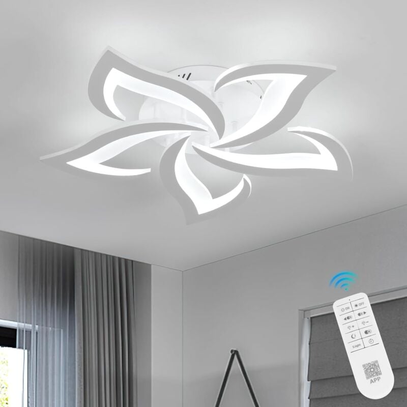 Plafonnier led 40W 4500LM Dia 60cm 3000-6000K avec Télécommande Luminaire Moderne de Pétale pour Salon Cuisine Salle de Bain Chambre Salle à
