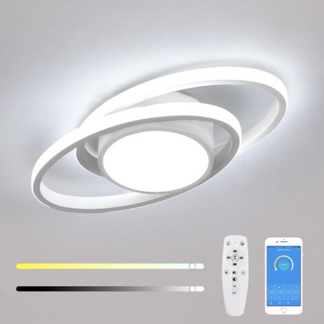 GOECO Plafonnier LED, Luminaire Plafonnier Dimmable Rond 39W, Moderne Lampe de Plafond avec Telecommande per Salon, Chambre, Cuisine, Salle à Manger, Blanc, 3000K-6500K