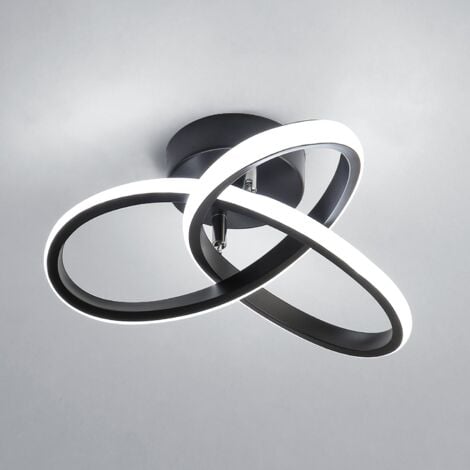 GOECO Plafonnier LED Moderne 22W 2500LM, Lustre Noire pour Chambre Salon Couloir, Diamètre 26cm, Lumière 6500K Blanche Froide