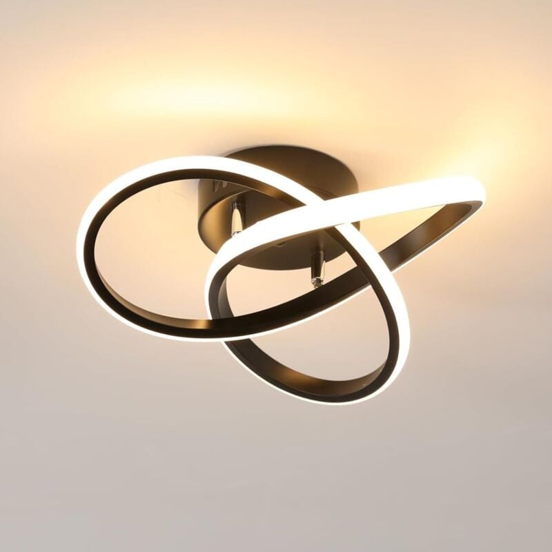 Plafonnier led Moderne, 22W 3300LM Design Trèfle, Lumière Chaude 4500K, Abat-jour en Acrylique Noir pour Salon, Chambre, Cuisine, Couloir [Classe