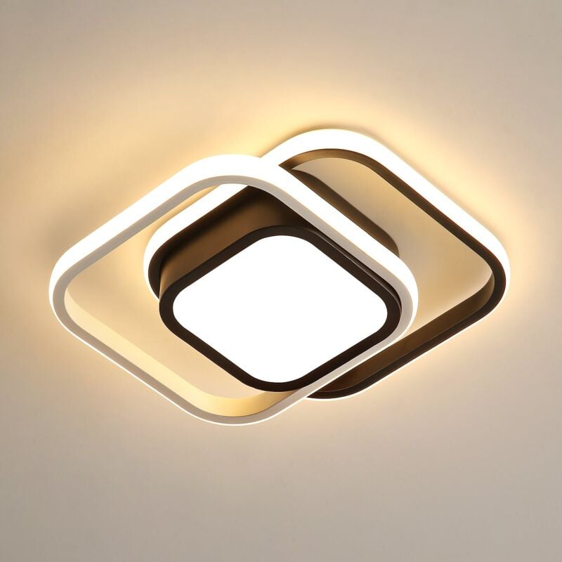 Plafonnier led Moderne, 32W Lampe de Plafond, Luminaire Plafonnier 2500lm pour Salon, Chambre, Cuisine, Couloir (Noir) Lumière Blanche Chaude 3000K