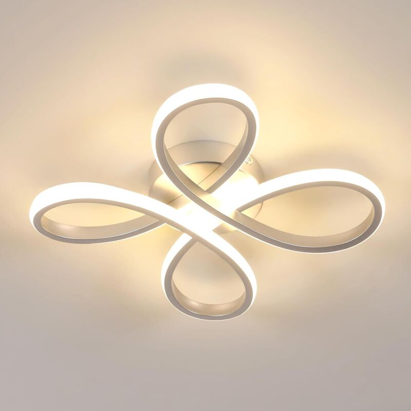 Plafonnier led Moderne, 30W 3375LM Lumière Neutre 4500K, Plafonnier Design en Forme de Fleur Argenté pour Chambre Salon Salle à manger Cuisine